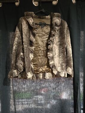 Soft Ruffle Faux-Fur Cape Jacket - Brown - Damselle New York